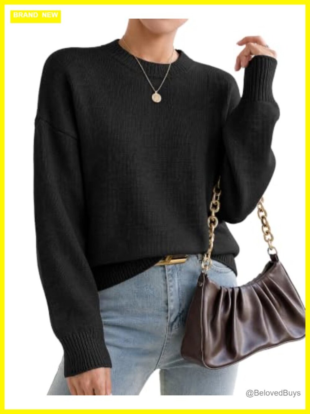 Cashmere Blend Oversized Crewneck Pullover Sweater Women
